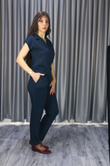 Kadın Modal Kumaş Premium Kalite Polo Yaka Kısa Kollu Jogger Beli Lastikli Bağlamalı Antrasit Yazlık/Baharlık  Alt Üst Takım