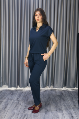 Kadın Modal Kumaş Premium Kalite Polo Yaka Kısa Kollu Jogger Beli Lastikli Bağlamalı Antrasit Yazlık/Baharlık  Alt Üst Takım