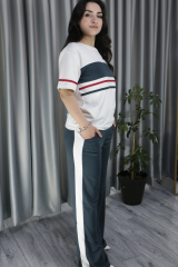 Kadın Modal Kumaş Şerit Detay Premium Kalite Antrasit Alt Üst Takım