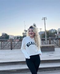 Kadın Michigan Nakış Detaylı Ekru Crop Kapüşonlu Kalın İçi Polarlı Oversize Sweatshirt