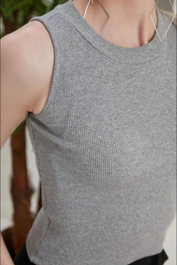 Kadın Halter Yaka Kaşkorse Gri Crop Atlet