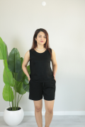 Sıfır Kol Yazlık Modal Kumaş Şortlu İkili Takım siyah - XL