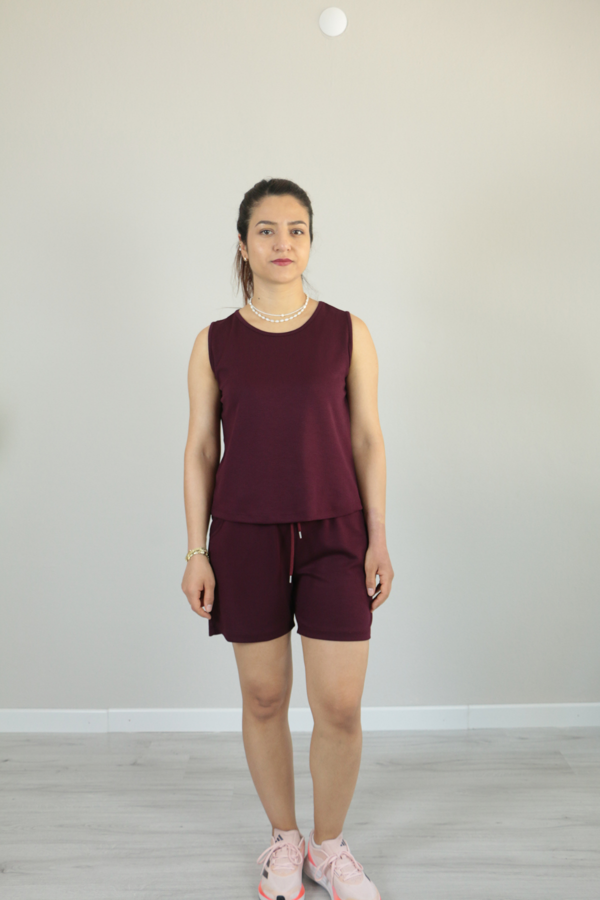 Sıfır Kol Yazlık Modal Kumaş Şortlu İkili Takım bordo - XL