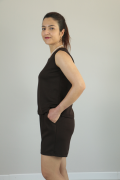 Sıfır Kol Yazlık Modal Kumaş Şortlu İkili Takım acı kahve - 2XL
