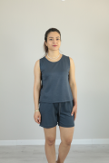 Sıfır Kol Yazlık Modal Kumaş Şortlu İkili Takım füme - 2XL