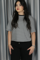 Premium Seri Siyah Çizgili Yaka Biyeli Tshirt