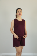 Sıfır Kol Yazlık Modal Kumaş Şortlu İkili Takım bordo - 2XL