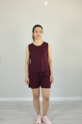 Sıfır Kol Yazlık Modal Kumaş Şortlu İkili Takım bordo - 2XL