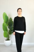 Modal Kumaş Uzun Kollu Etek Detaylı Alt Üst Takım XL - siyah