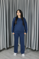 Kadın Yumuşak Dokulu Modal Kumaş Pantolonu Çımalı Basic Lacivert Alt Üst Takım
