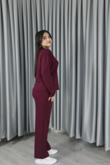 Kadın Yumuşak Dokulu Modal Kumaş Basic Koyu Bordo Alt Üst Takım
