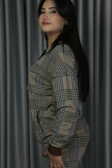 Kadın Iki Iplik Kumaş Fermuar Detay Kapüşonlu Açık Kahve  Ikili Alt Üst Takım S-M