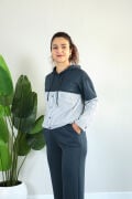 Gömlek Garnili Kapişonlu Modal Alt Üst Takım L - füme