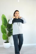Gömlek Garnili Kapişonlu Modal Alt Üst Takım L - füme