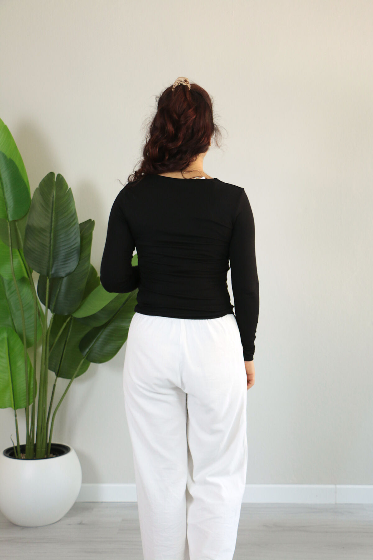 Anti Alerjik Pamuklu Full Likralı Uzun Kollu Kare Yaka Body XL - siyah