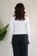 Anti Alerjik Pamuklu Full Likralı Uzun Kollu Kare Yaka Body S - beyaz
