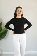 Anti Alerjik Pamuklu Full Likralı Uzun Kollu Bisiklet Yaka Body XL - siyah