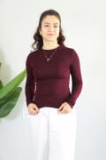 Anti Alerjik Pamuklu Full Likralı Uzun Kollu Bisiklet Yaka Body S - bordo