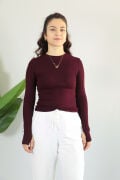 Anti Alerjik Pamuklu Full Likralı Uzun Kollu Bisiklet Yaka Body L - bordo