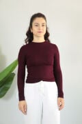 Anti Alerjik Pamuklu Full Likralı Uzun Kollu Bisiklet Yaka Body L - bordo