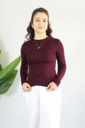 Anti Alerjik Pamuklu Full Likralı Uzun Kollu Bisiklet Yaka Body XL - bordo