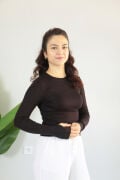 Anti Alerjik Pamuklu Full Likralı Uzun Kollu Bisiklet Yaka Body S - acı kahve