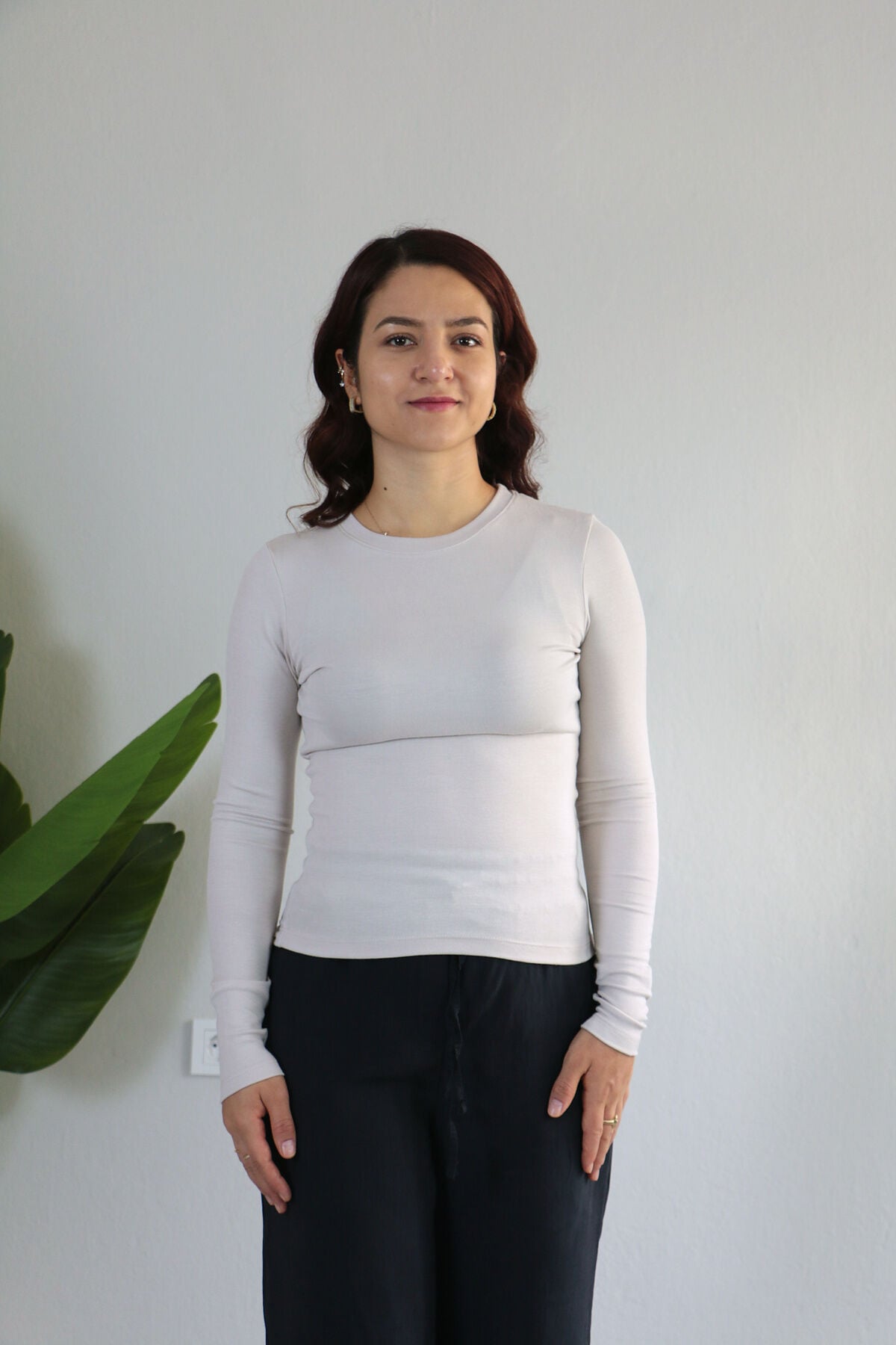 Anti Alerjik Pamuklu Full Likralı Uzun Kollu Bisiklet Yaka Body S - taş