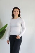 Anti Alerjik Pamuklu Full Likralı Uzun Kollu Bisiklet Yaka Body S - taş