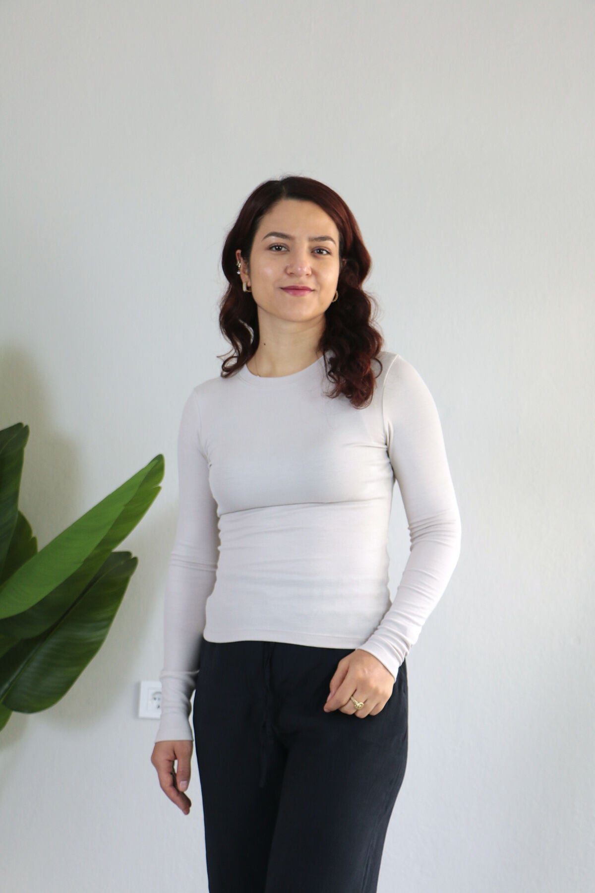 Anti Alerjik Pamuklu Full Likralı Uzun Kollu Bisiklet Yaka Body S - taş