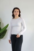 Anti Alerjik Pamuklu Full Likralı Uzun Kollu Bisiklet Yaka Body L - taş