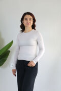 Anti Alerjik Pamuklu Full Likralı Uzun Kollu Bisiklet Yaka Body XL - taş