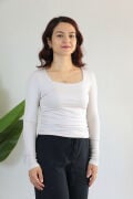 Anti Alerjik Pamuklu Full Likralı Uzun Kollu Kare Yaka Body S - taş