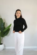 Anti Alerjik Pamuklu Full Likralı Uzun Kollu Balıkçı Yaka Body S - siyah