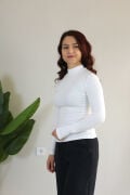 Anti Alerjik Pamuklu Full Likralı Uzun Kollu Balıkçı Yaka Body L - beyaz