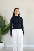 Anti Alerjik Pamuklu Full Likralı Uzun Kollu Balıkçı Yaka Body S - lacivert