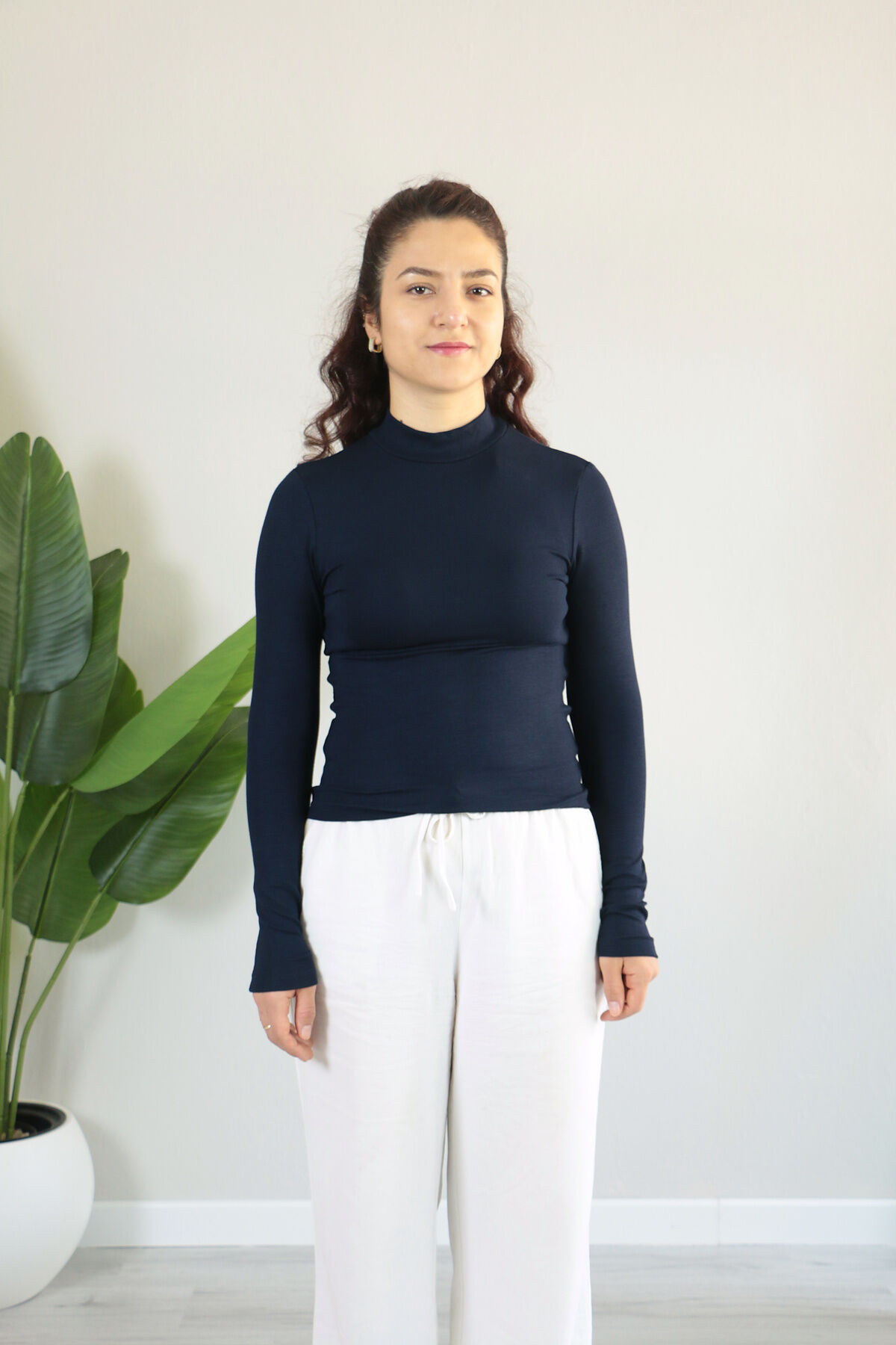 Anti Alerjik Pamuklu Full Likralı Uzun Kollu Balıkçı Yaka Body S - lacivert