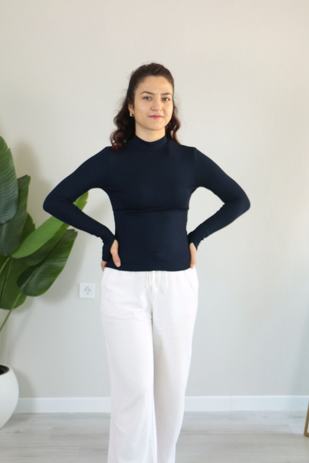 Anti Alerjik Pamuklu Full Likralı Uzun Kollu Balıkçı Yaka Body S - lacivert