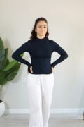 Anti Alerjik Pamuklu Full Likralı Uzun Kollu Balıkçı Yaka Body L - lacivert