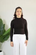 Anti Alerjik Pamuklu Full Likralı Uzun Kollu Balıkçı Yaka Body XL - acı kahve