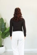 Anti Alerjik Pamuklu Full Likralı Uzun Kollu Balıkçı Yaka Body XL - acı kahve