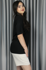 Kadın Modal Kumaş  Full Likra T-Shirt S - siyah