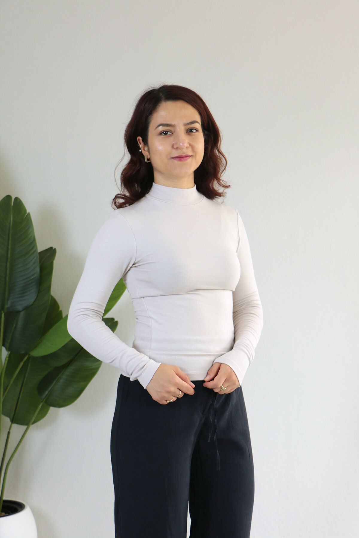 Anti Alerjik Pamuklu Full Likralı Uzun Kollu Balıkçı Yaka Body M - taş