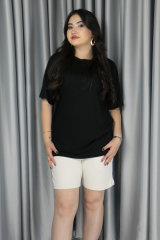 Kadın Modal Kumaş  Full Likra T-Shirt 2XL - siyah