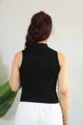 Anti Alerjik Pamuklu Full Likralı Sıfır Kol Balıkçı Yaka Body S - siyah