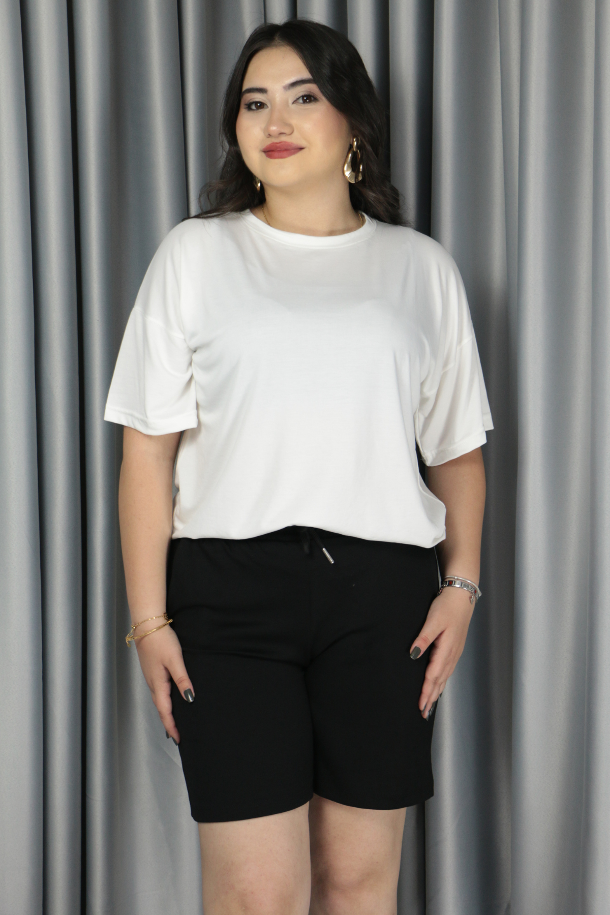 Kadın Modal Kumaş  Full Likra T-Shirt L - beyaz