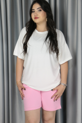 Kadın Modal Kumaş  Full Likra T-Shirt L - beyaz