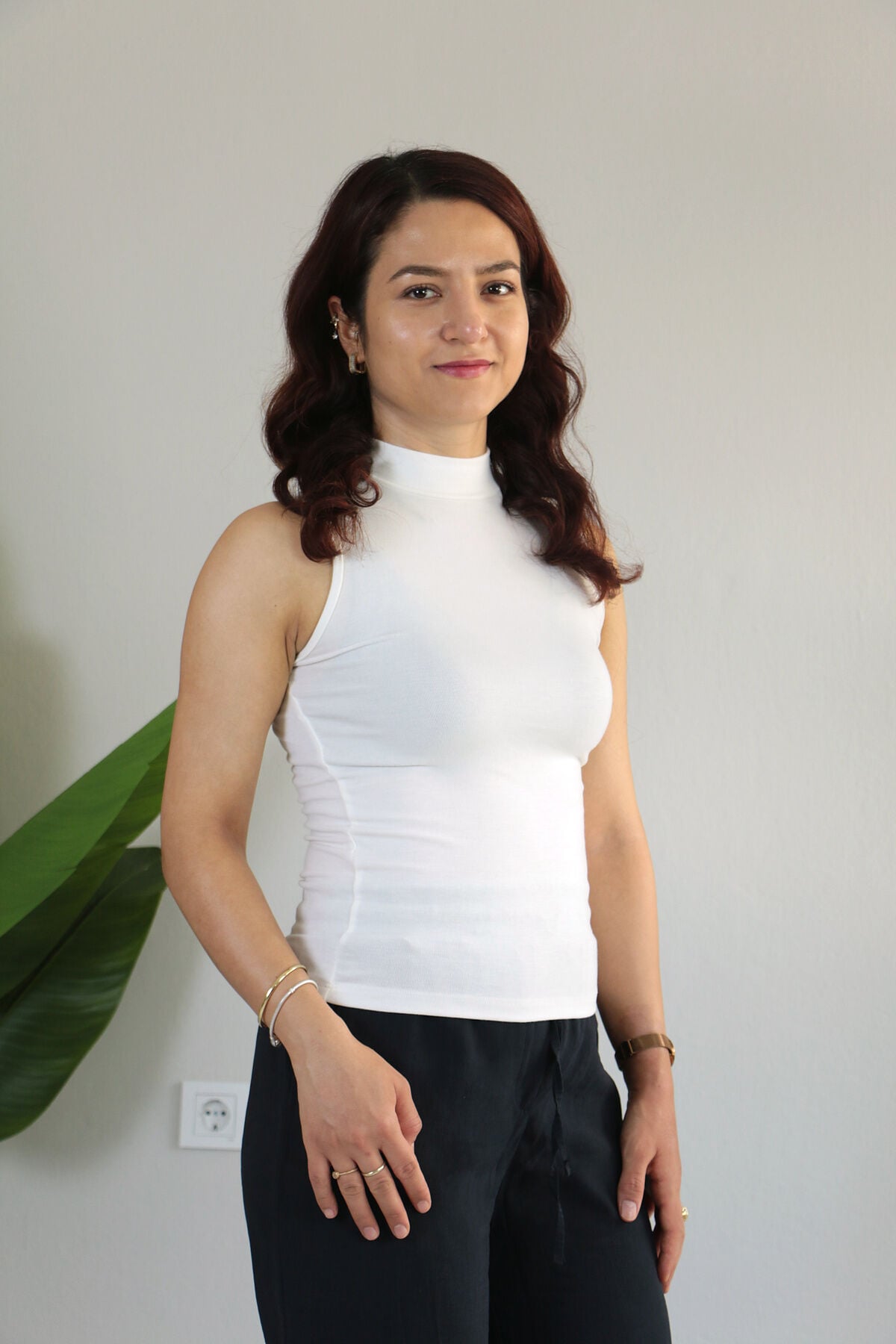 Anti Alerjik Pamuklu Full Likralı Sıfır Kol Balıkçı Yaka Body L - beyaz