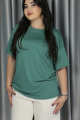 Kadın Modal Kumaş  Full Likra T-Shirt L - yeşil