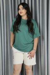 Kadın Modal Kumaş  Full Likra T-Shirt L - yeşil