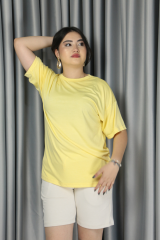 Kadın Modal Kumaş  Full Likra T-Shirt L - sarı